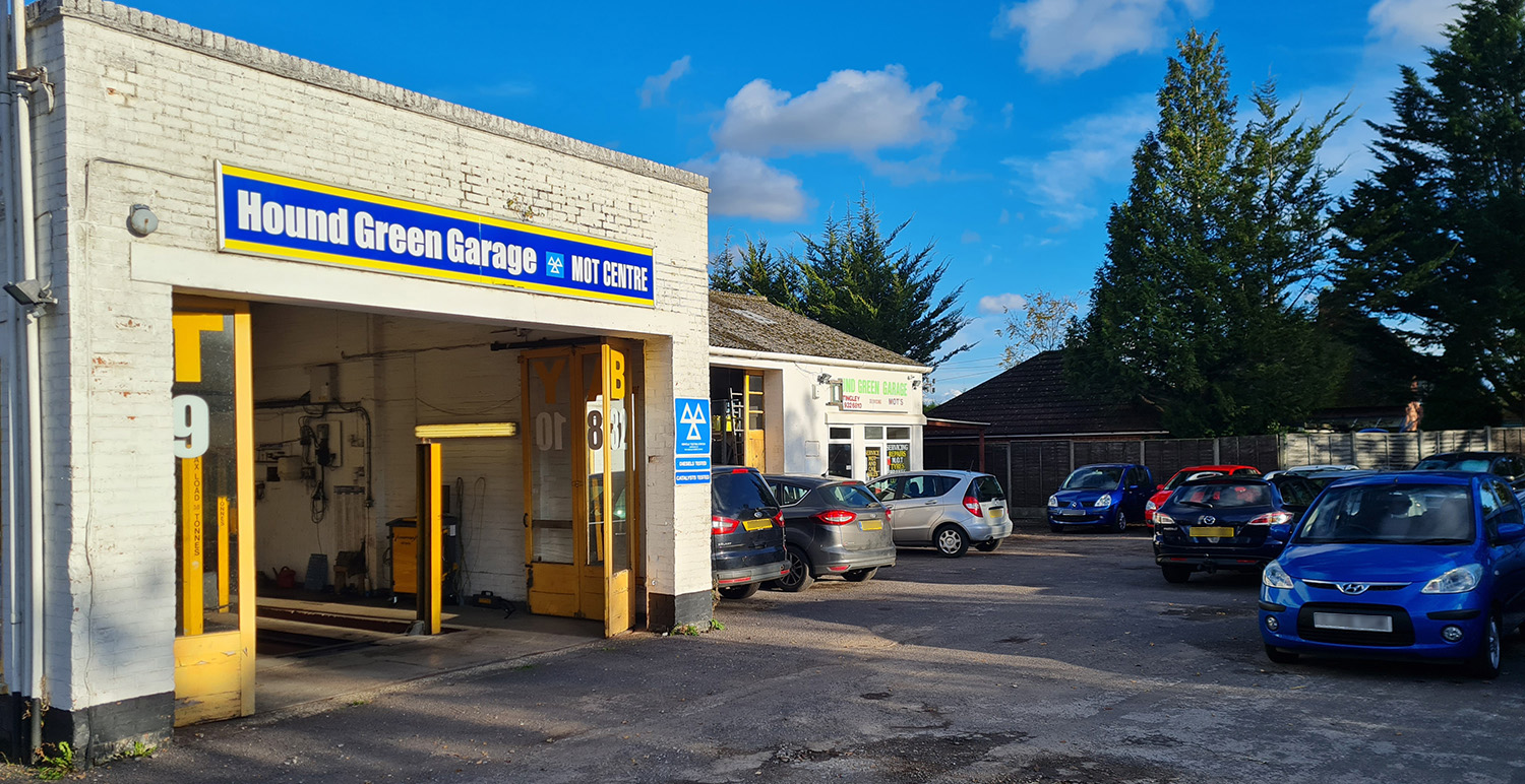 MOT inspection bay at Hound Green Garage, Mattingley, Hampshire